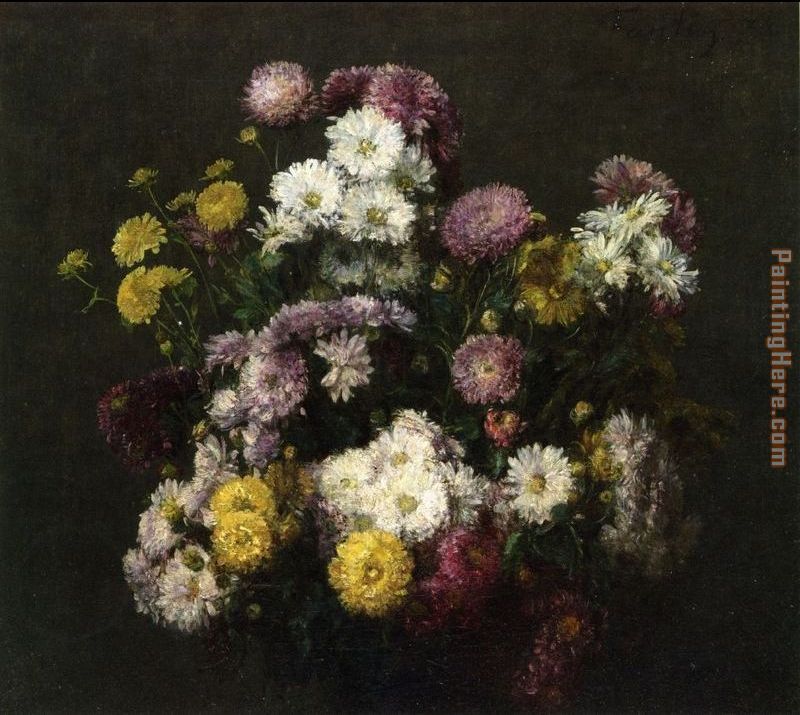 Flowers, Chrysanthemums painting - Henri Fantin-Latour Flowers, Chrysanthemums art painting